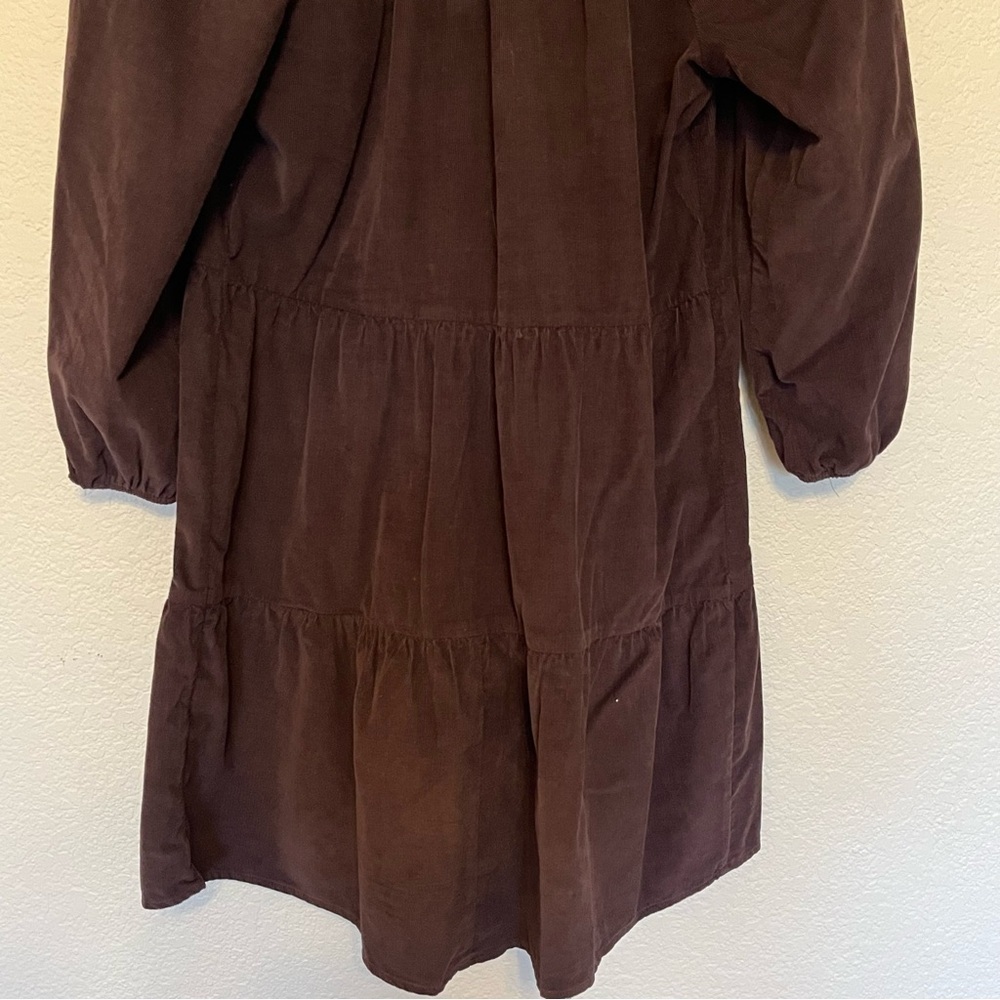 Sonoma Brown Corduroy Long Sleeve Tiered Waist Dress Women's Small - Picture 9 of 11